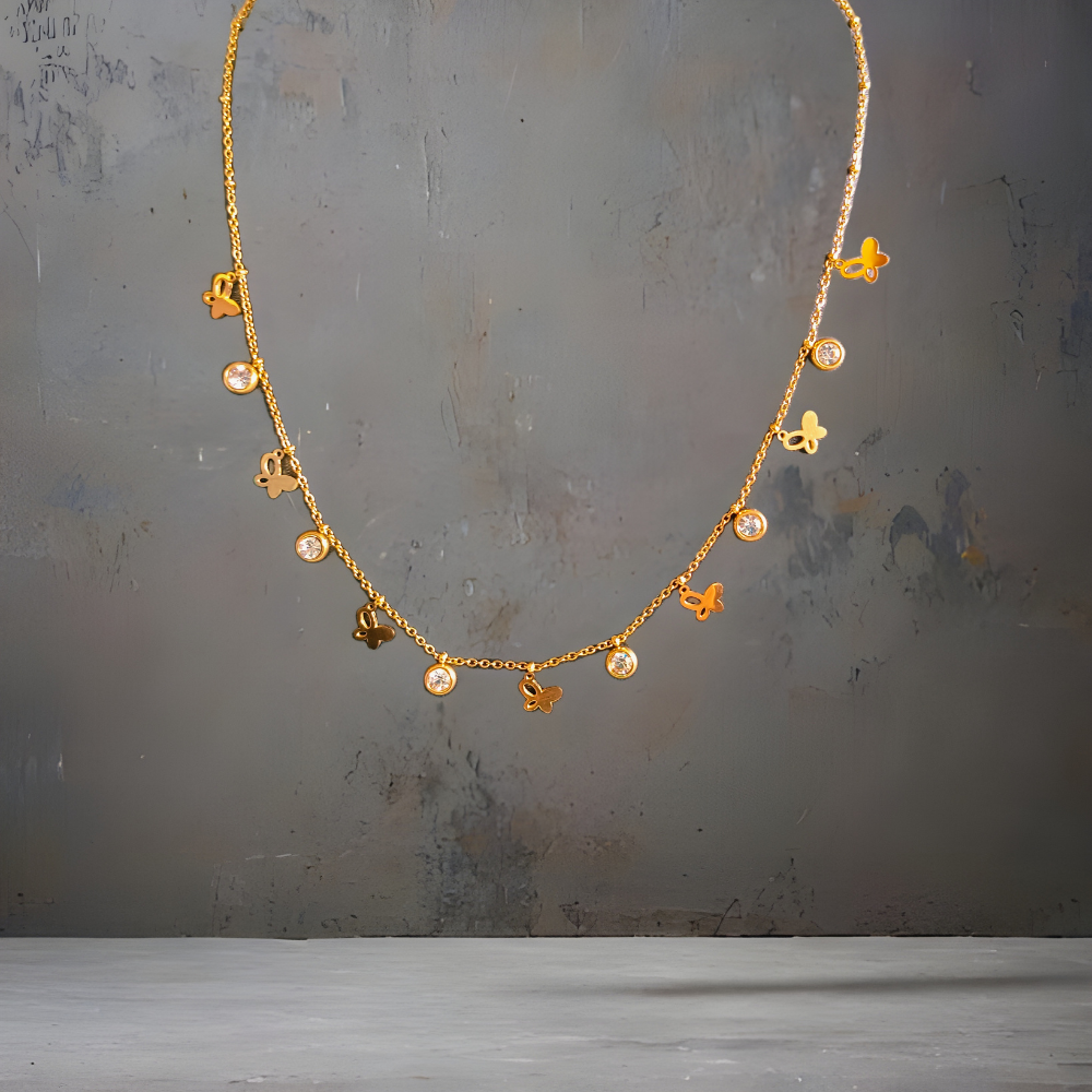 Gold Butterfly Charm Necklace