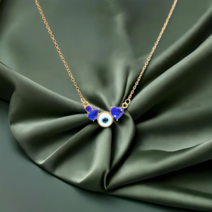 Elegant Blue Evil Eye Heart Charm Necklace