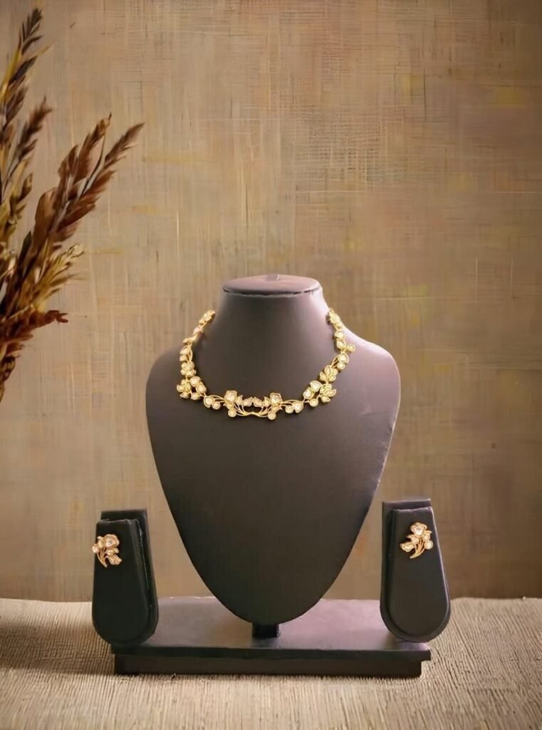 Kanhaverse Blossom Kundan Floral Necklace Set