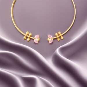 Elegant Pink Stone Open Choker Necklace