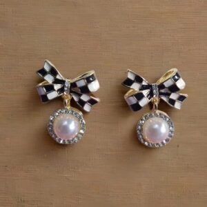 Kanhaverse Chic Bow Pearl Drop Earrings